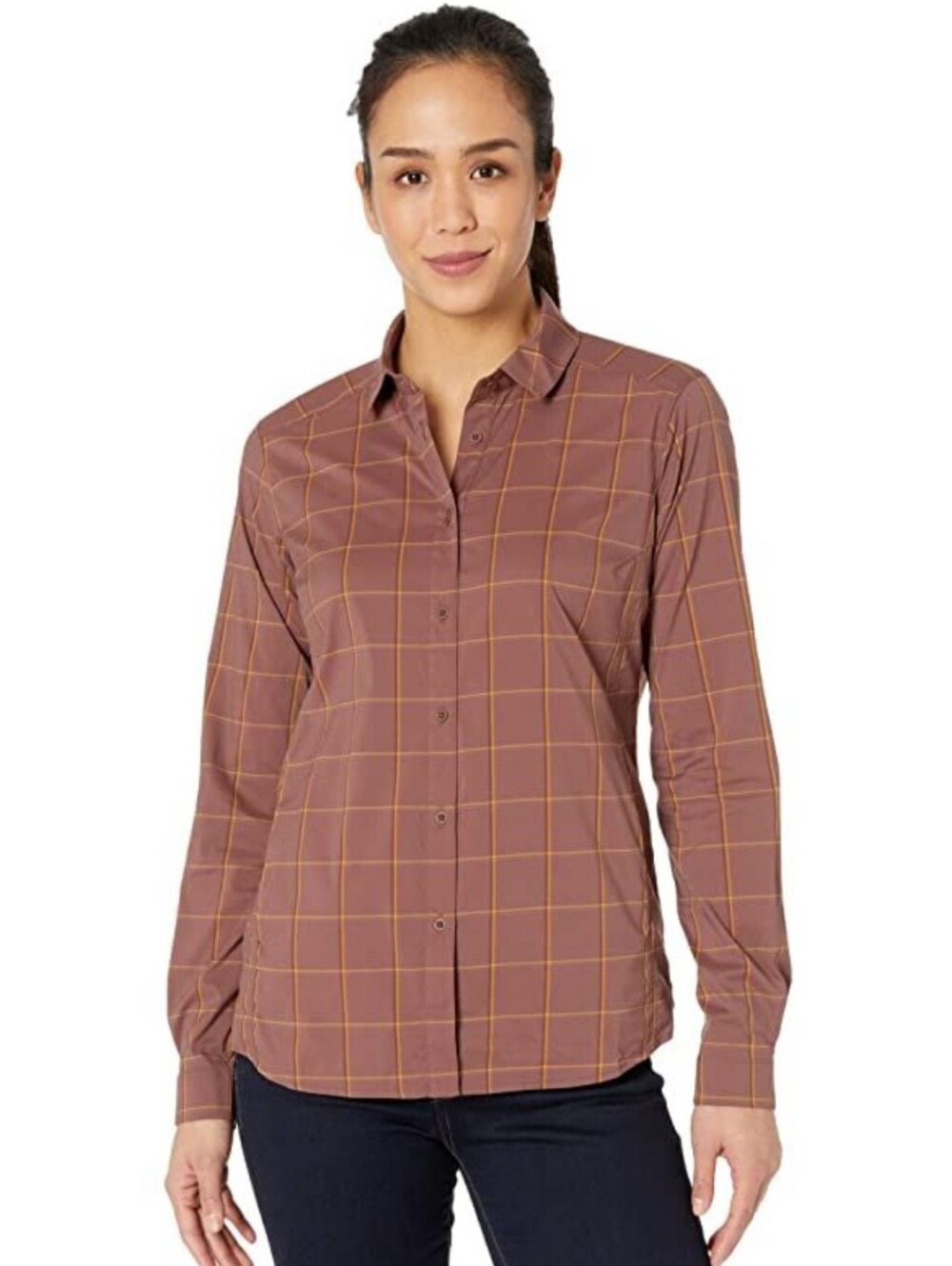 Arc'teryx Women's Riel Long Sleeve Button-Down Shirt Sz XL Sankofa Brown Hiking
